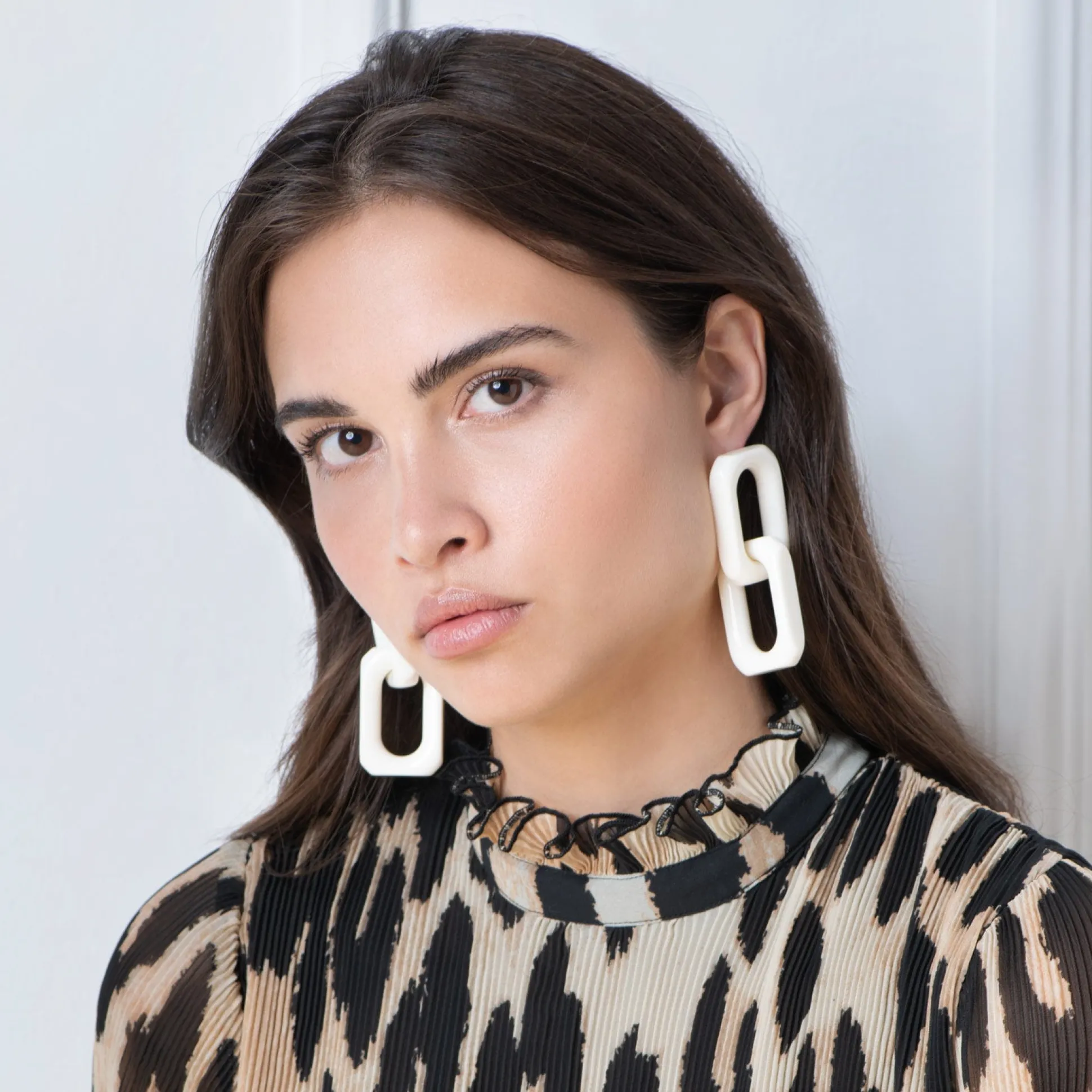 Vanessa Baroni Ohrringe|Squared Double Earring Large Off-White