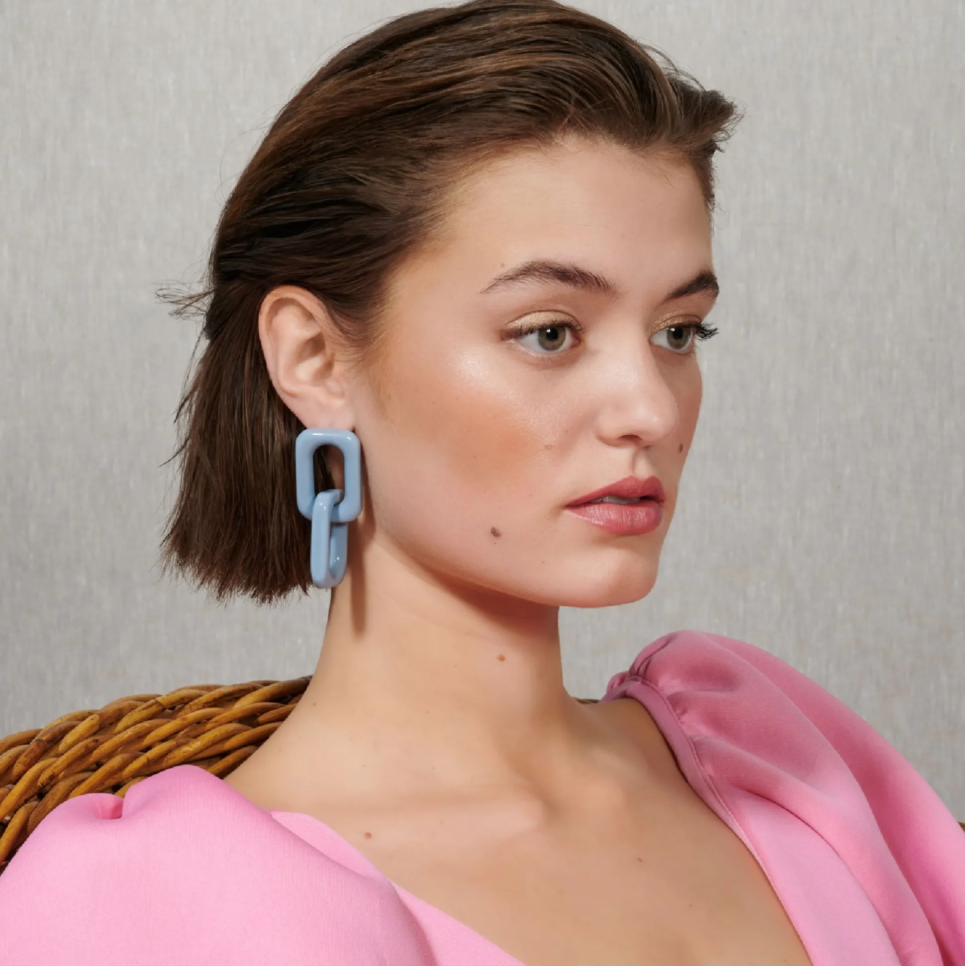 Vanessa Baroni Ohrringe|Squared Double Earring Small Pigeon Blue