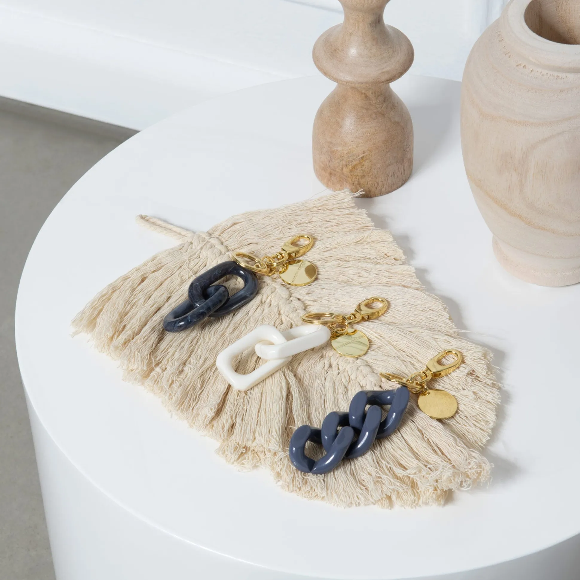 Vanessa Baroni Schlusselanhanger|Squared Key Ring Off-White