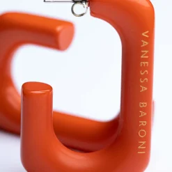 Vanessa Baroni Ohrringe|Squared Single Earring Large Orange