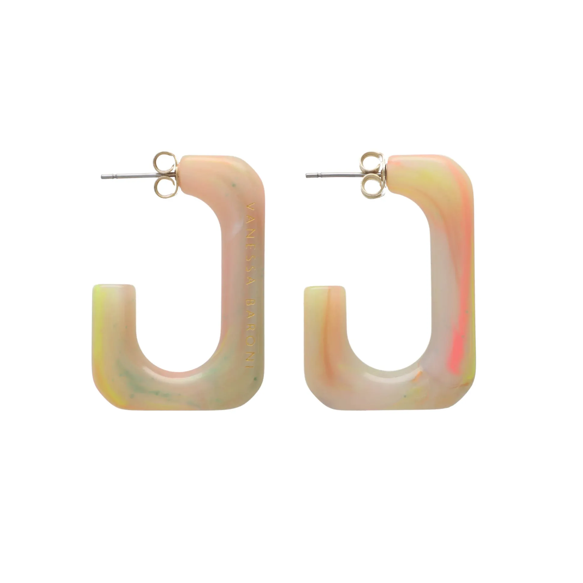 Vanessa Baroni Ohrringe|Squared Single Earring Small Neon Rainbow