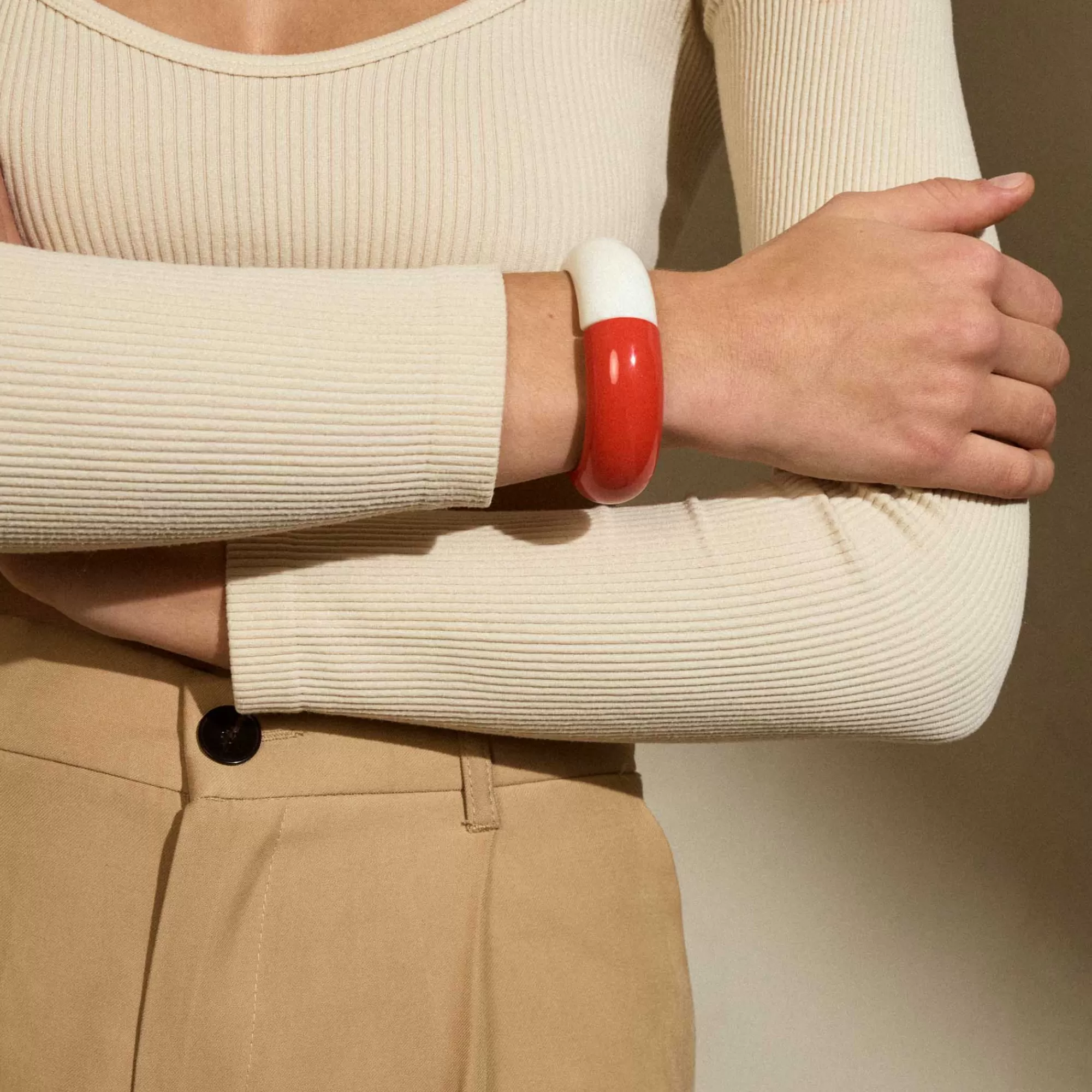 Outlet Vanessa Baroni 2 Color Bangle - Red Off White